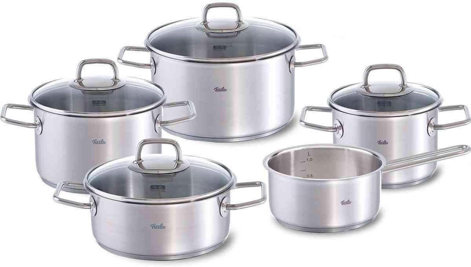 Fissler viseo® Topf-Set 5-tlg. Induktion mit Glasdeckel Edelstahl Bild 1