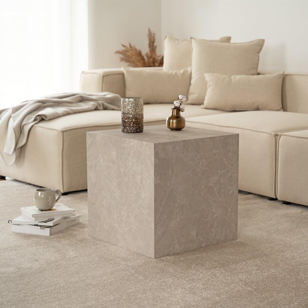 HOME DELUXE Couchtisch AMIRI M 50 x 50 x 50 cm, Marmoroptik, Wohnzimmertisch, Beistelltisch Bild 1