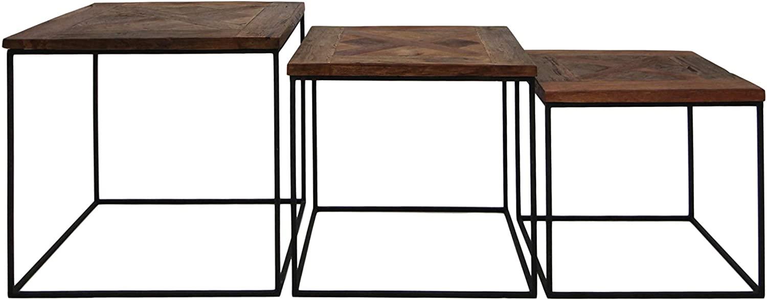 HSM COLLECTION Couchtisch Set Austin recyclet Javaholz Eisen (3er-Set) Bild 1