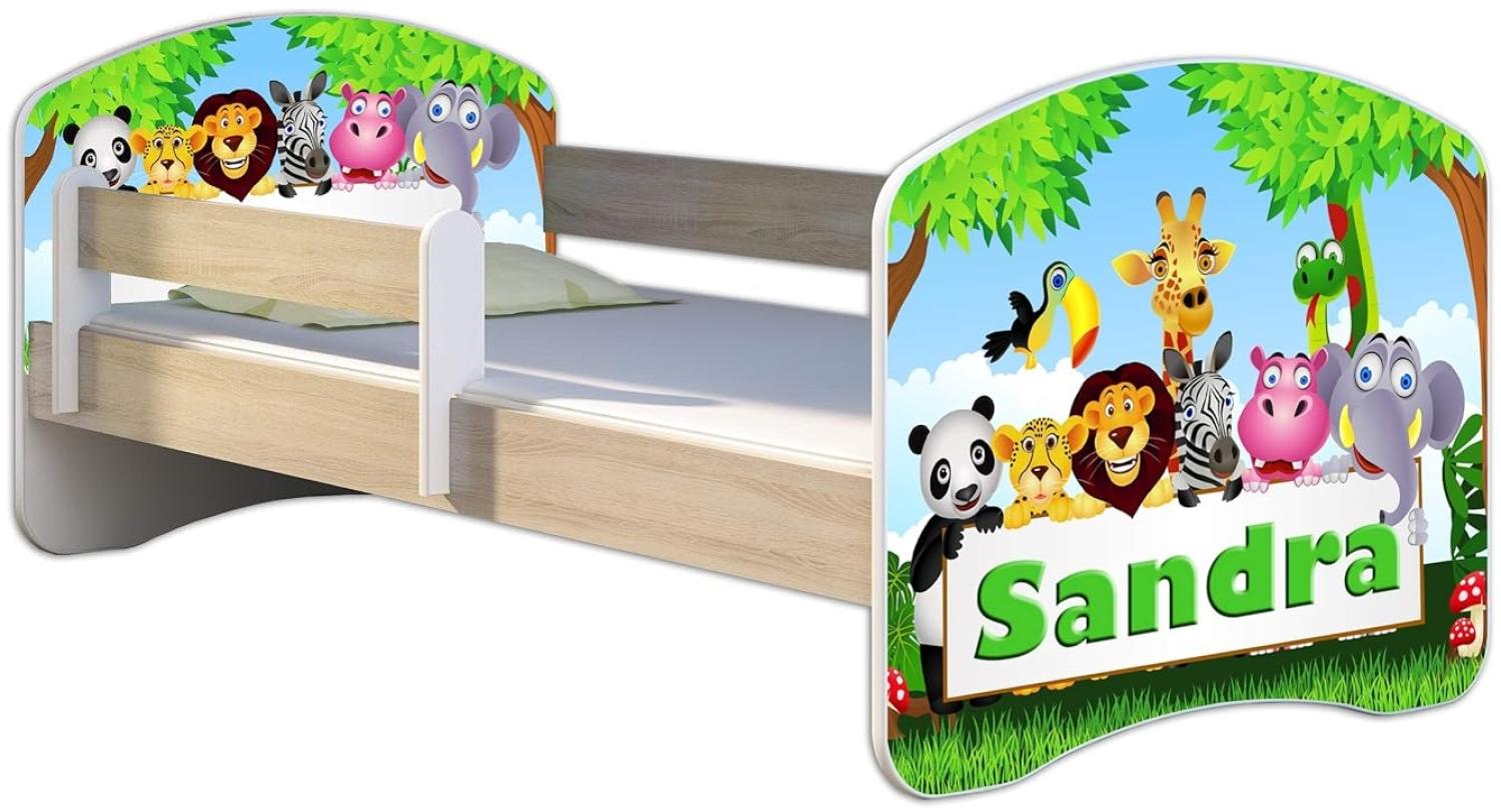 Kinderbett Jugendbett mit einer Schublade und Matratze Sonoma mit Rausfallschutz Lattenrost ACMA II 140x70 160x80 180x80 (01 Zoo name, 180x80) Bild 1