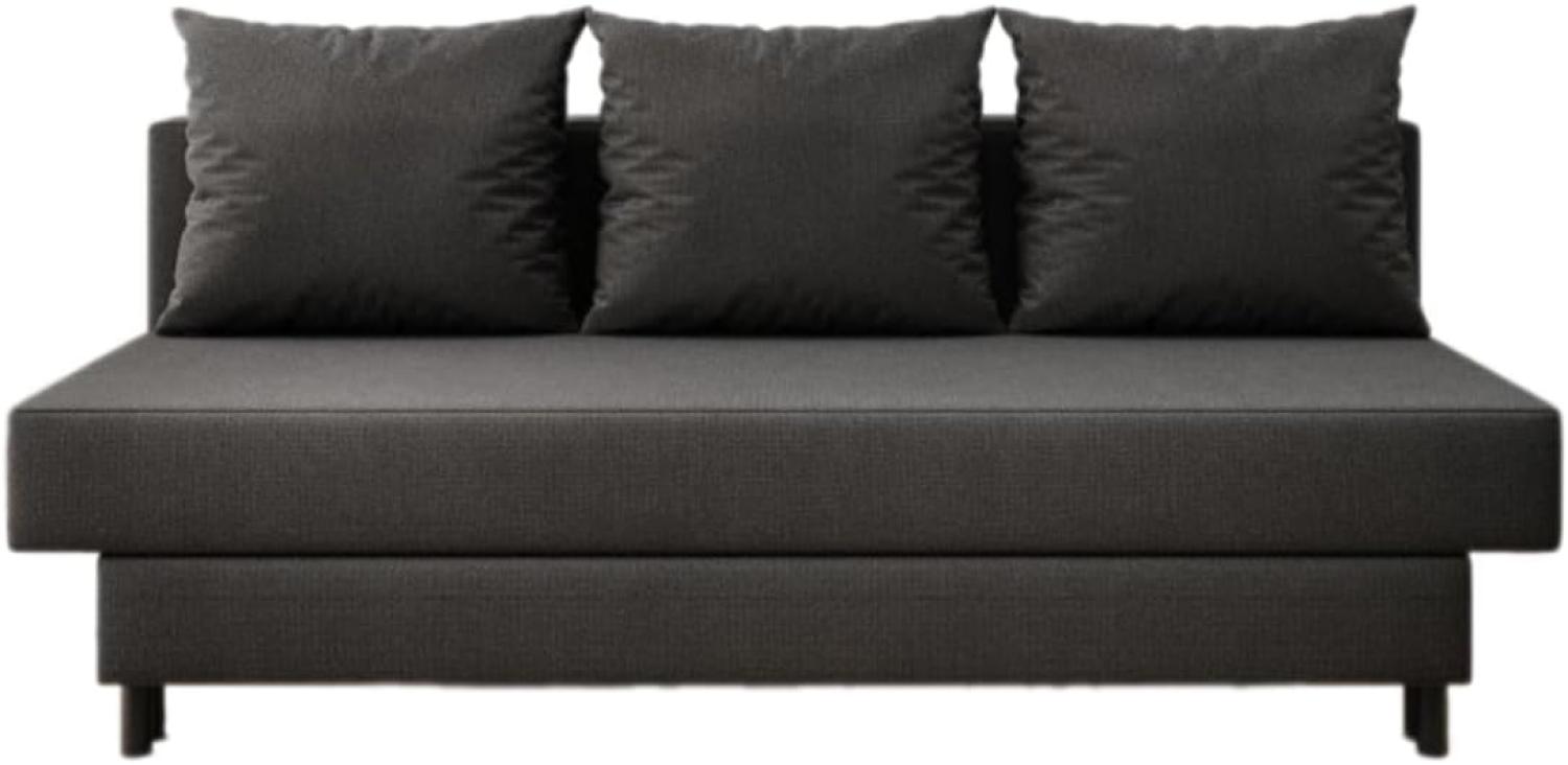 Designer Sofa Lino mit Schlaffunktion Stoff Schwarz Bild 1