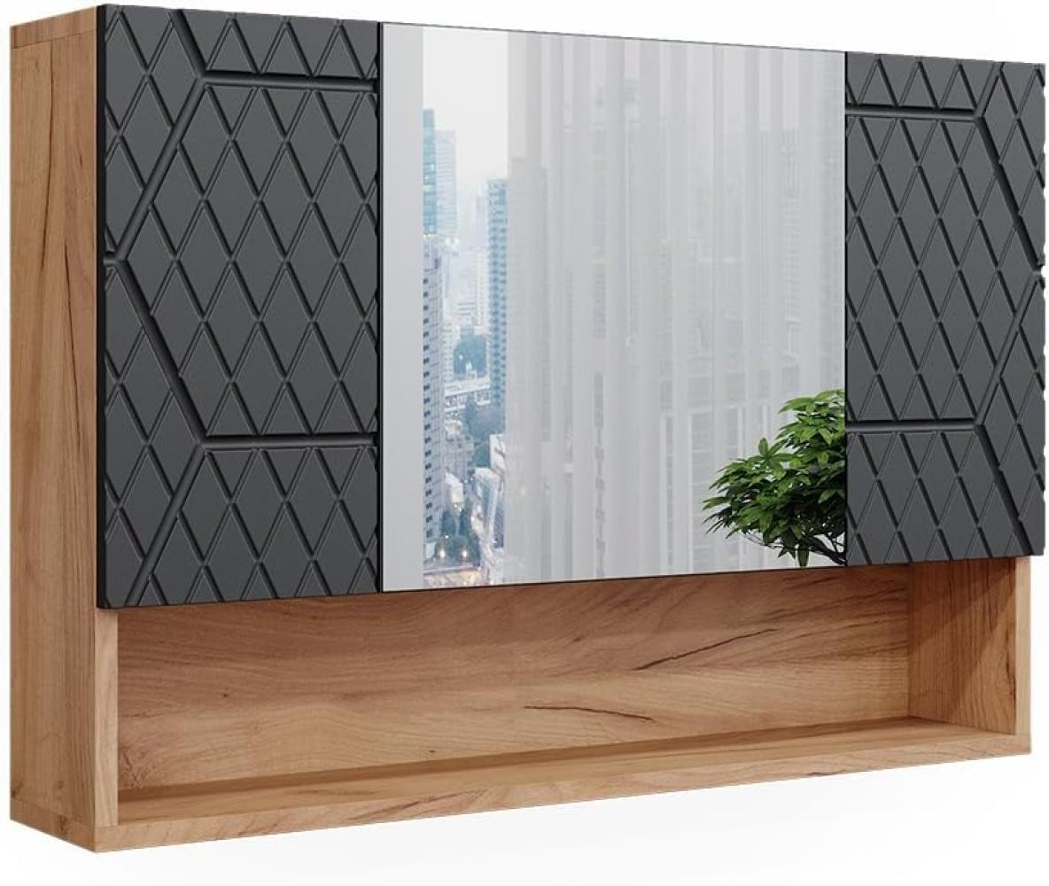 Vicco Badspiegelschrank Irma Eiche Anthrazit 80 x 55 cm Badezimmer Bild 1