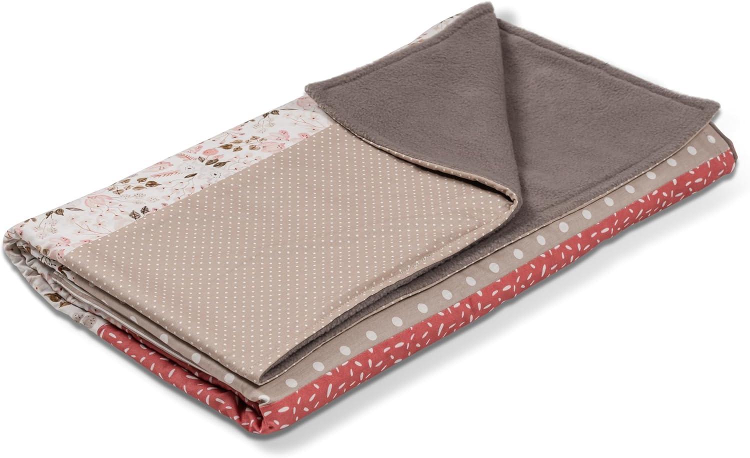 ULLENBOOM ® Kinderdecke 100x135 cm Rosa Blüten (Made in EU) - Babydecke aus 100% OEKO TEX Baumwolle & Fleece, ideal als Kuscheldecke Bild 1