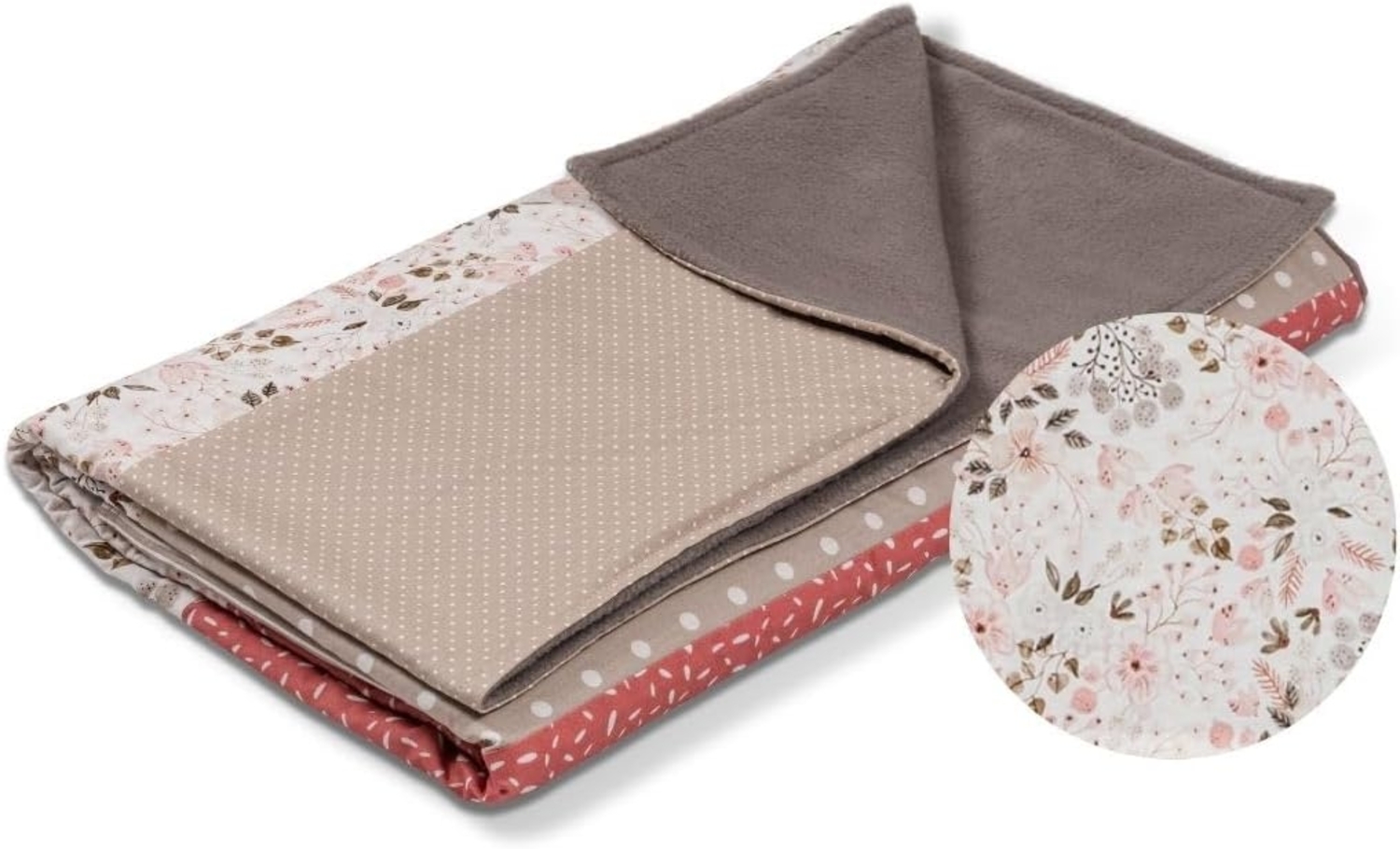 ULLENBOOM ® Kinderdecke 100x135 cm Rosa Blüten (Made in EU) - Babydecke aus 100% OEKO TEX Baumwolle & Fleece, ideal als Kuscheldecke Bild 1