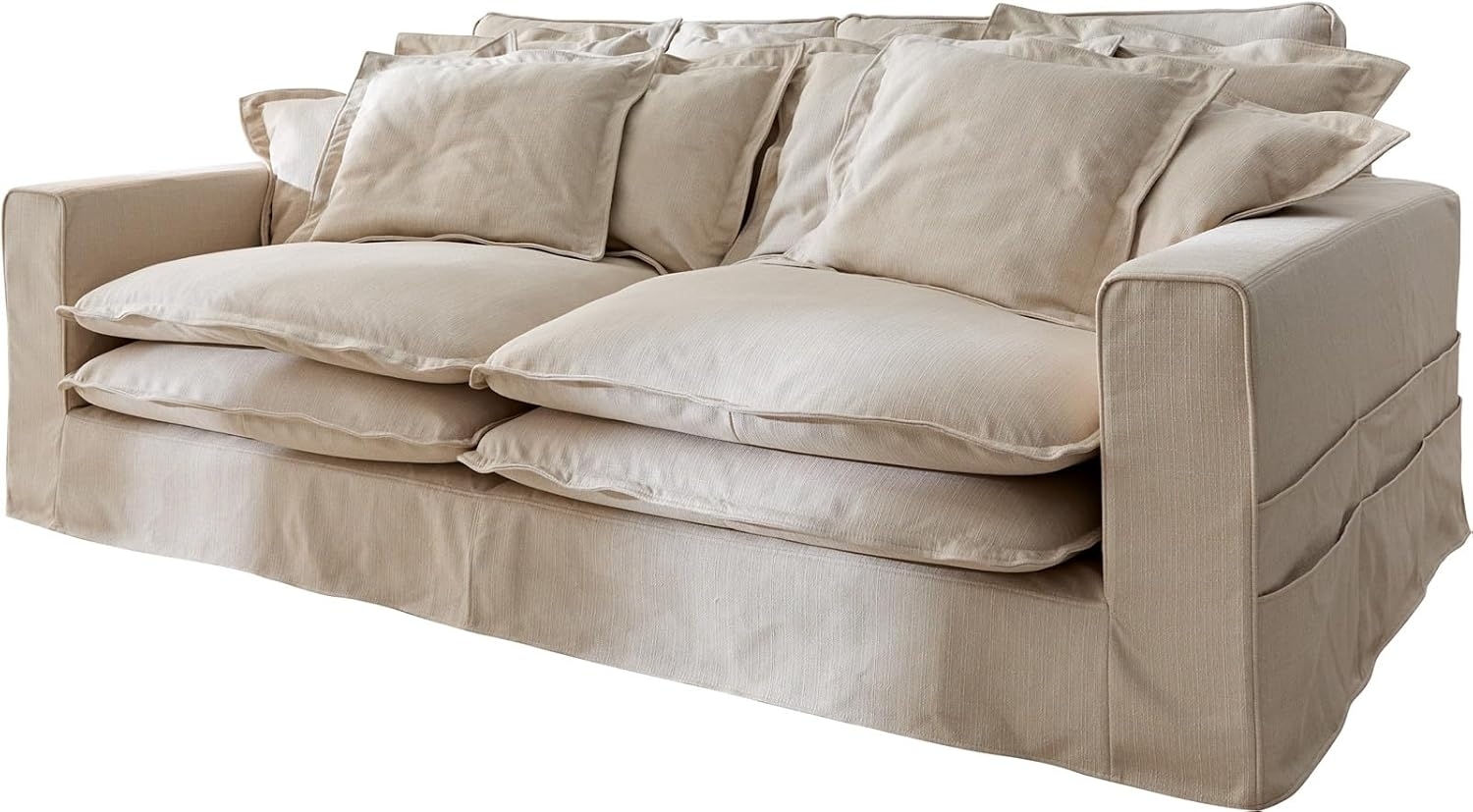 Big-Sofa Noelia Elfenbeinfarben 240x145 cm mit Kissen Hussensofa Sofa Couch Bild 1