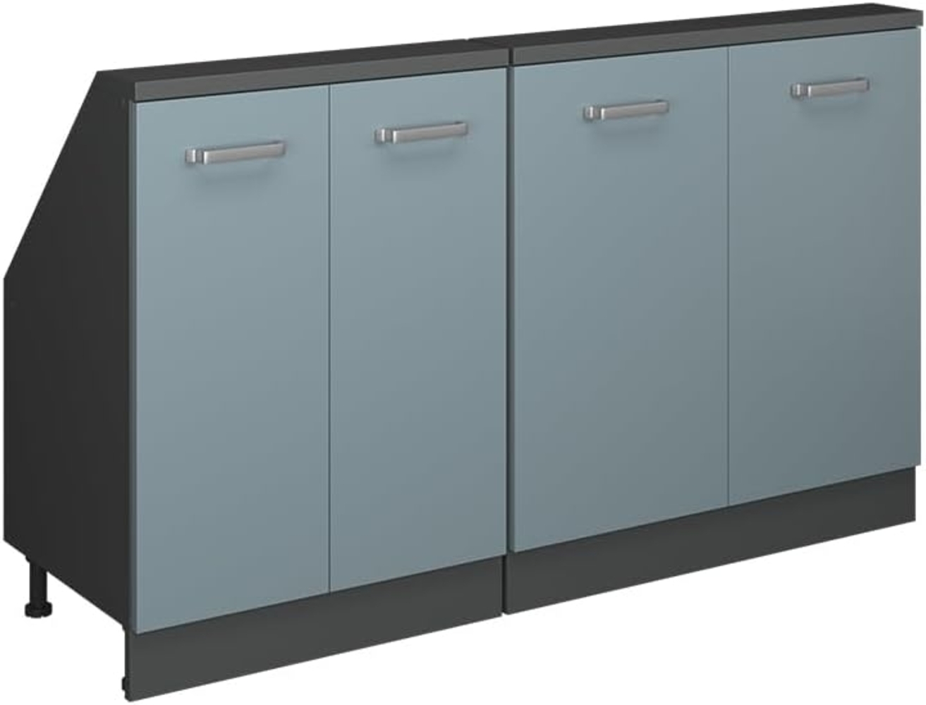 Küchenschrank für Dachschrägen R-Line Blau-Grau 140 cm 2er Set Vicco Bild 1