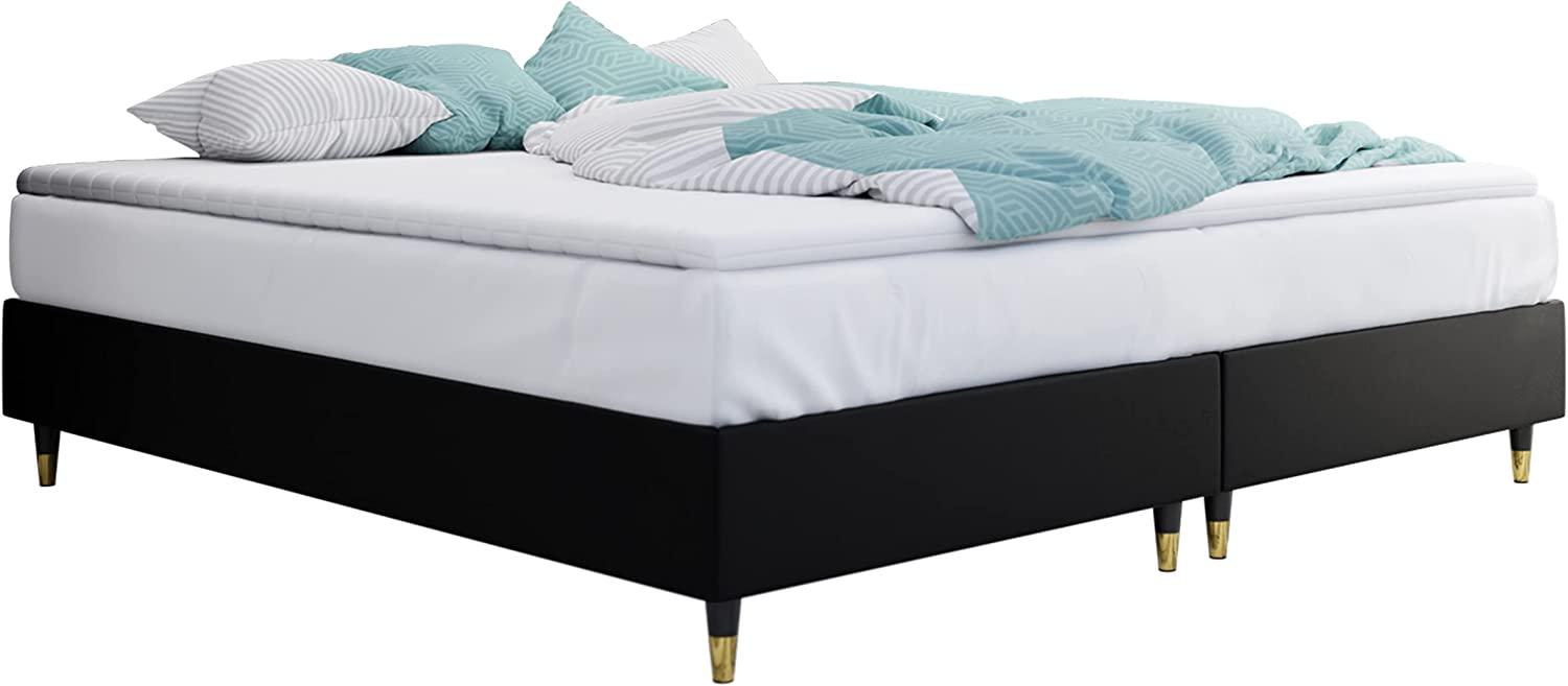 Boxspringbett Sauro Gold für Wandpaneel, Schwarz, 180 x 200 cm Bild 1