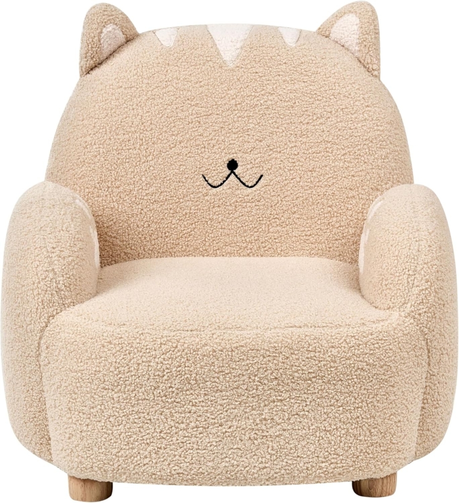 Kindersessel Katze ZOAR Bouclé Beige Bild 1