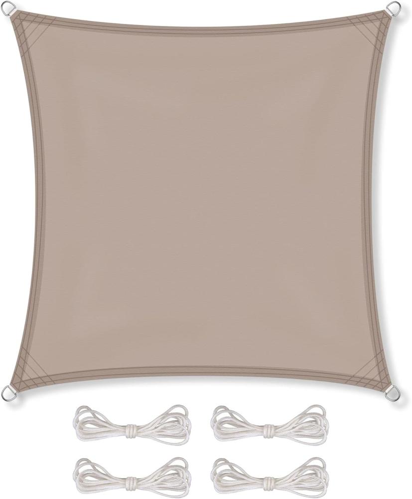 CelinaSun Sonnensegel inkl Befestigungsseile Premium PES Polyester wasserabweisend imprägniert Quadrat 4x4 m Taupe Bild 1