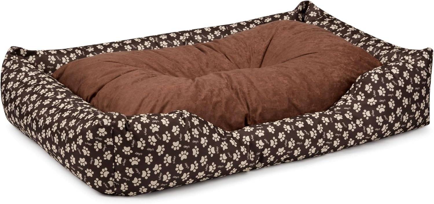 BedDog Hundebett MIMI, Hundesofa aus Cordura, Microfaser-Velours, waschbares Hundebett vier-eckig mit Rand, Hundekissen (XXXL) ca. 150x110x28cm, NAMIB-SAND-DOG (braun/muster) Bild 1