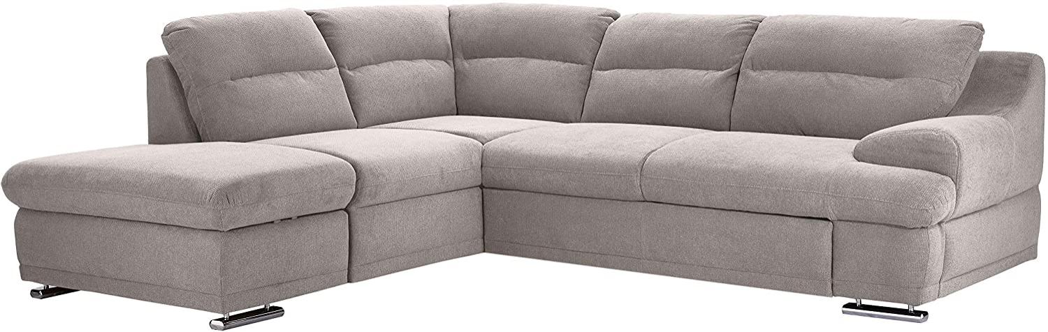 Mivano Ecksofa Coast / Große Sofagarnitur in L-Form mit Ottomane links, 264 x 88 x 217, Mikrofaser: hellgrau Bild 1