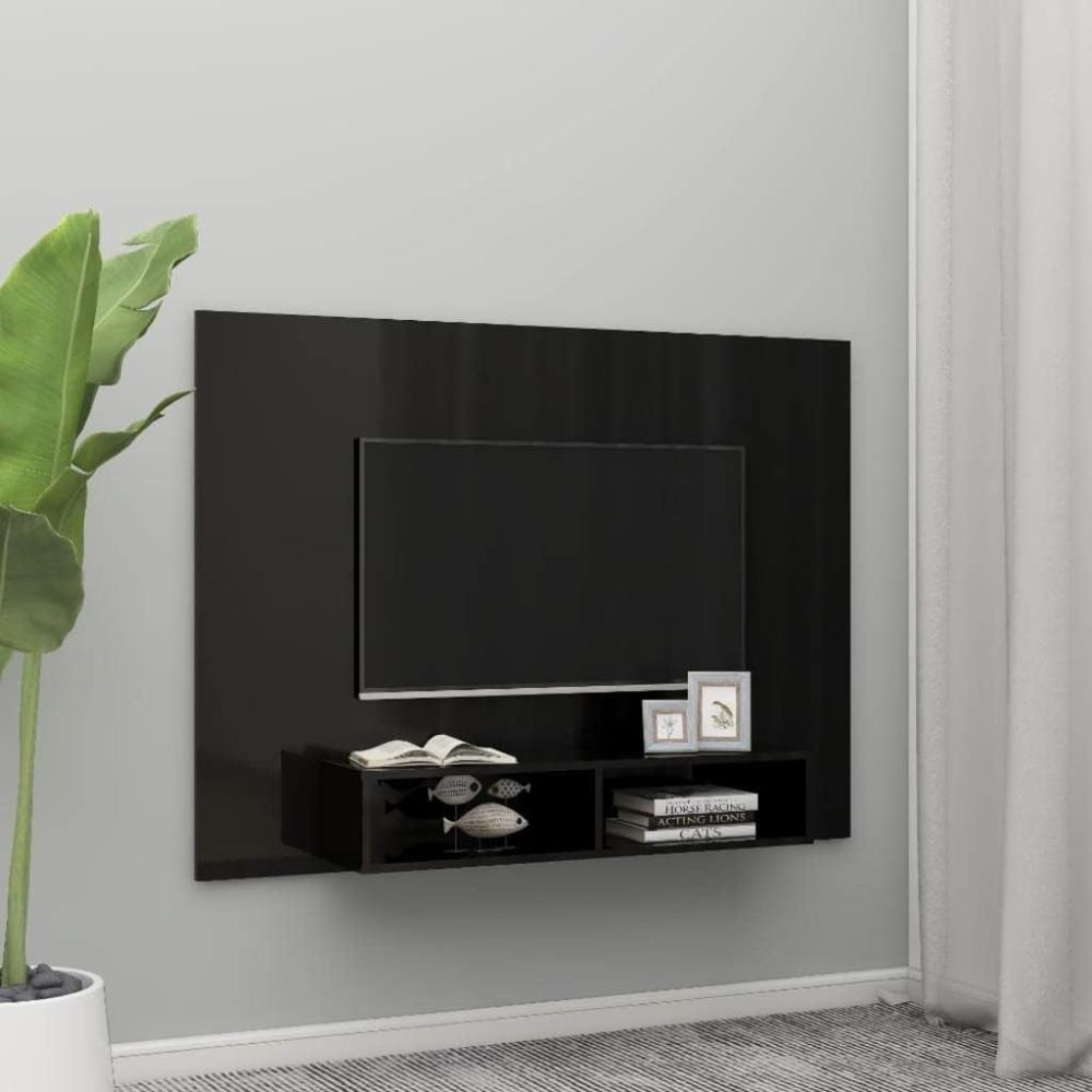 TV-Wandschrank Hochglanz-Schwarz 135 x 23,5 x 90 cm Holzwerkstoff Bild 1