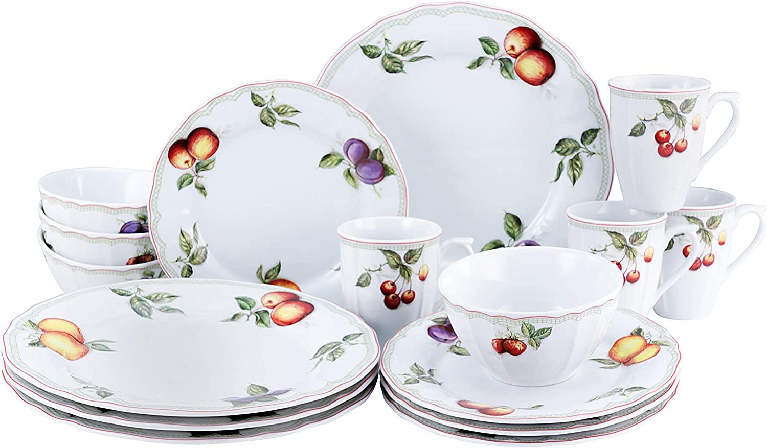 CreaTable 16999 Kombiservice Flora Orchard für 4 Personen, Porzellan, mehrfarbig (1 Set, 16-teilig) Bild 1