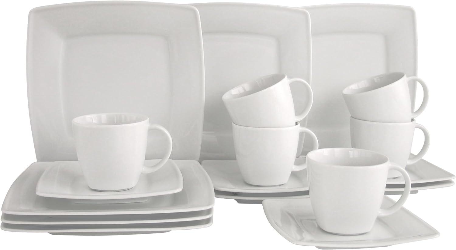 CreaTable Kaffeeservice Victoria Weiss (18-tlg), 6 Personen, Porzellan, abgerundete, quadratische Form Bild 1