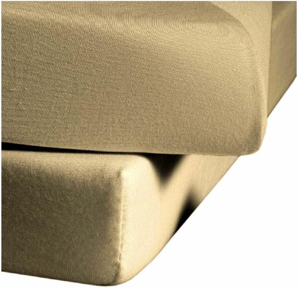 fleuresse Jersey-Elasthan Spannbettlaken Comfort 100x200 cm Beige Bild 1