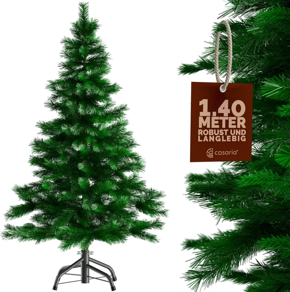 Casaria Künstlicher Weihnachtsbaum, Künstlich 140 cm PVC PE inkl. Metallständer Grün Edeltanne Dichte Bild 1