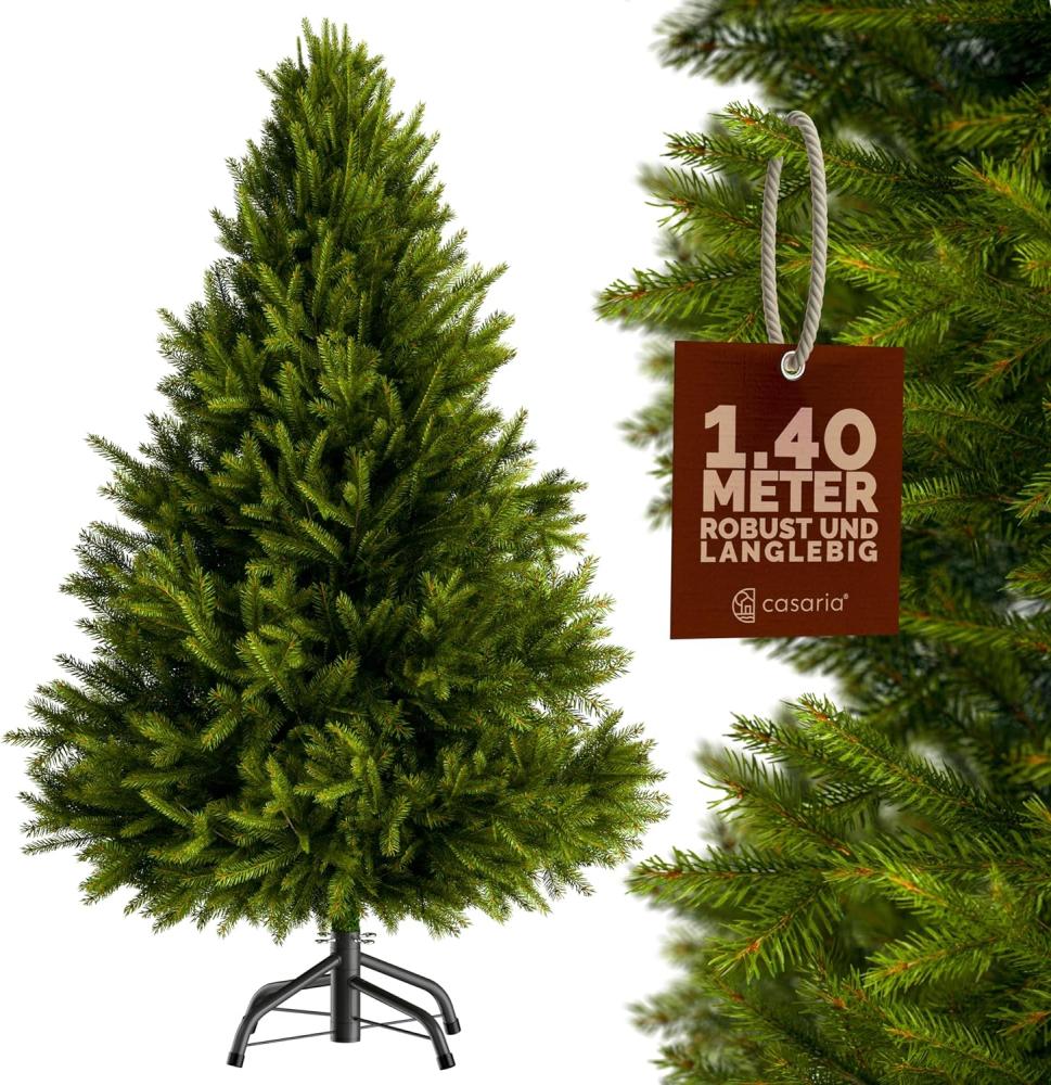 Casaria Künstlicher Weihnachtsbaum, Künstlich 140 cm PVC PE inkl. Metallständer Grün Edeltanne Dichte Bild 1