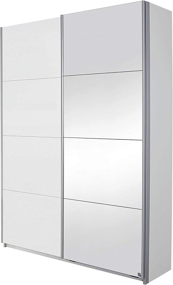 Rauch Möbel Minosa Schrank Kleiderschrank Schwebetürenschrank 2-türig, Weiß mit Spiegel, inkl. Zubehörpaket Basic 2 Einlegeböden 2 Kleiderstangen, BxHxT 136x197x61 cm Bild 1