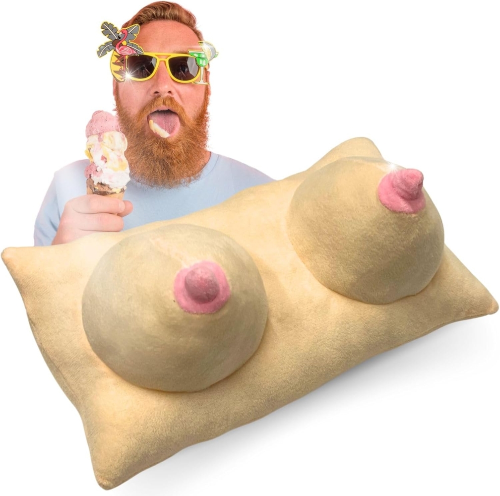 Bada Bing Dekokissen 3D Plüsch Brust Kissen Scherzartike Busenkissen, Scherzartikel Möpse Bild 1