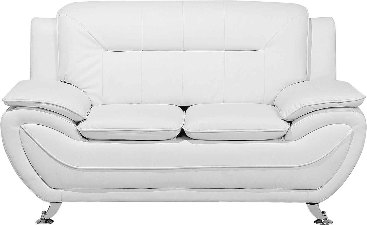 2-Sitzer Sofa Kunstleder weiß LEIRA Bild 1