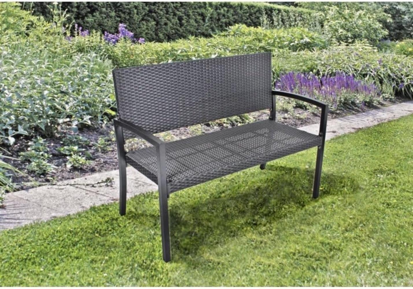 Gartenbank >Sanremo< in schwarz aus Aluminium, Kunststoff - 118x87x60cm (BxHxT) Bild 1