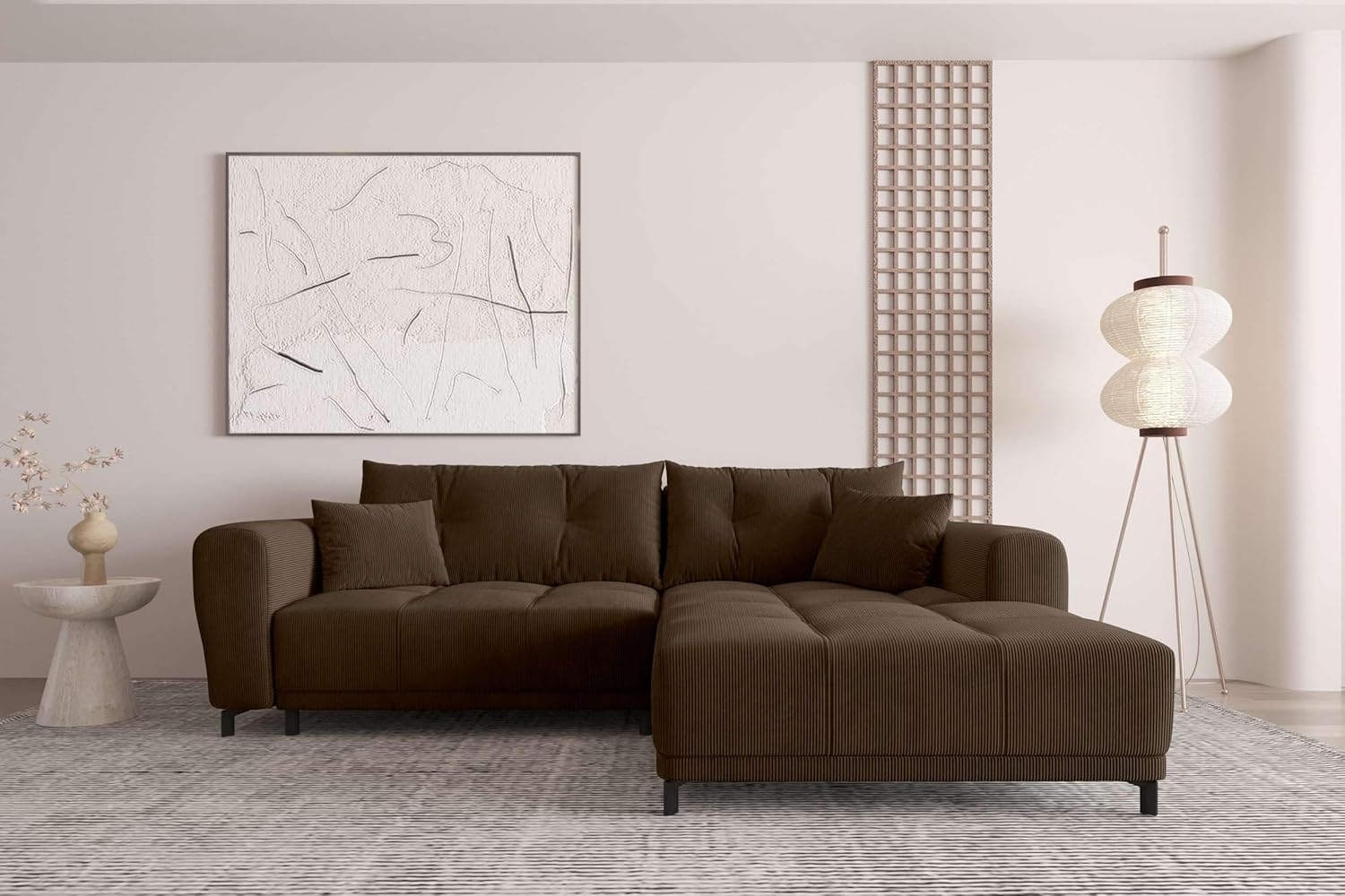 99rooms Massimo Ecksofa Cordstoff POSO Braun ohne Schlaffunktion Rechts Bild 1