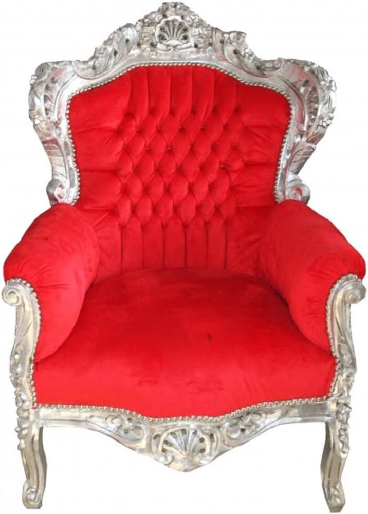 Casa Padrino Barock Sessel "King" Rot/Silber- Antik Stil Bild 1