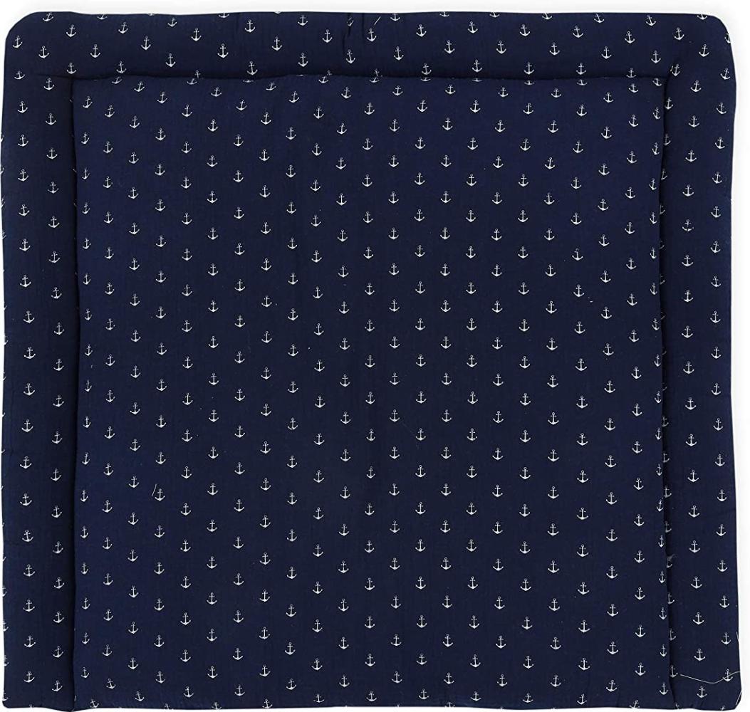 KraftKids Wickelauflage in Musselin dunkelblau Anker, Wickelunterlage 85x75 cm (BxT), Wickelkissen Bild 1