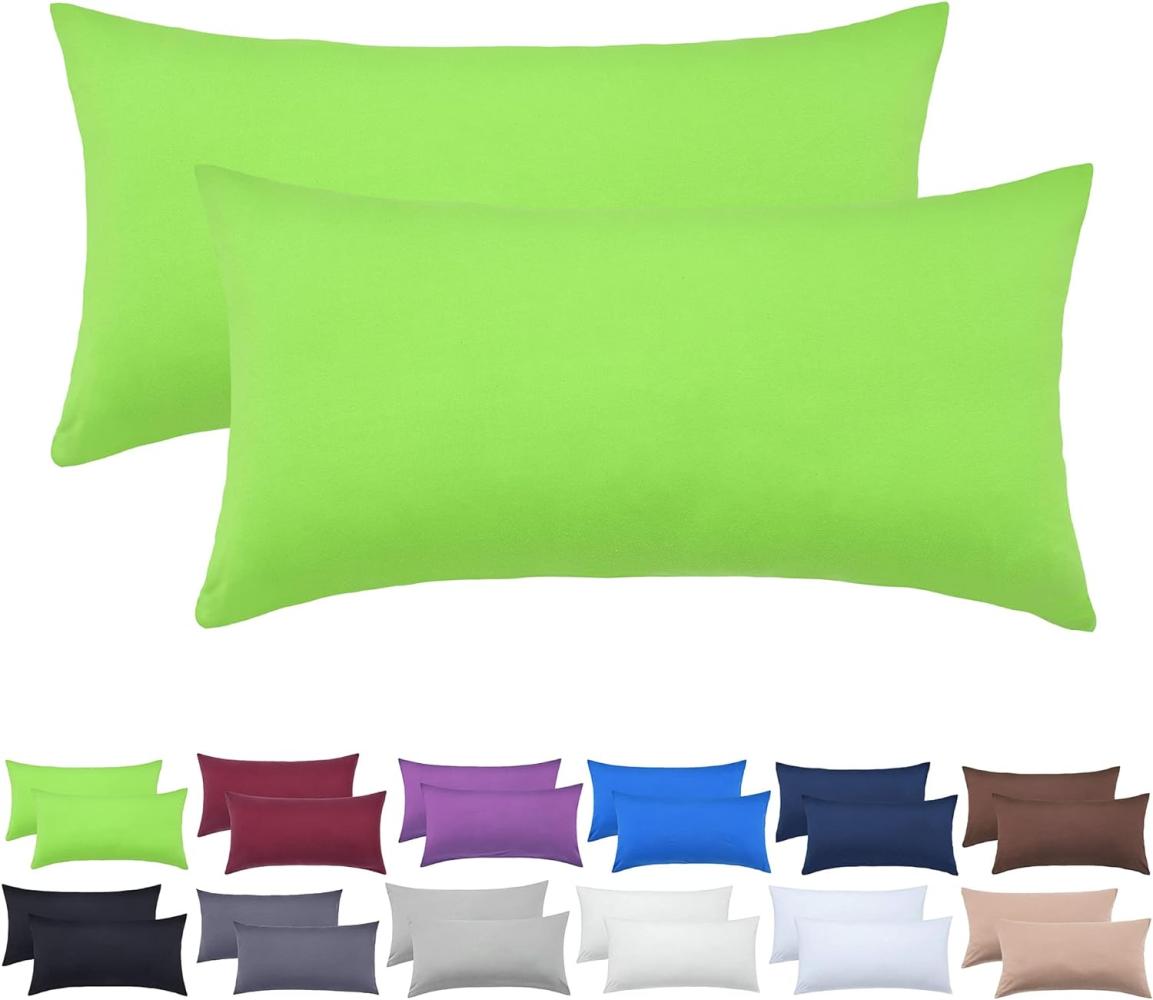 NatureMark 2er Pack Jersey Kissenbezug Kissenhülle Kissenbezüge Seitenschläferkissen Nackenkissen viele Größen und Farben ÖKO-TEX (40 x 80 cm, Apfel grün) Bild 1