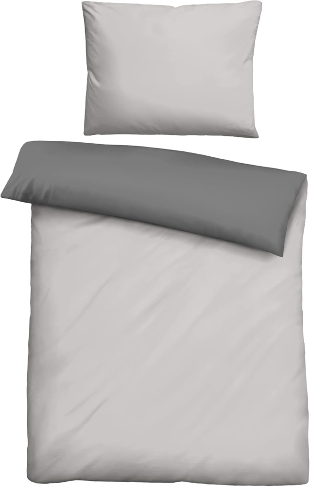 biberna Renforce-Bettwäsche UNI, , sturmgrau, 1 x 140 x 220 cm + 1 x 70 x 90 cm Bild 1