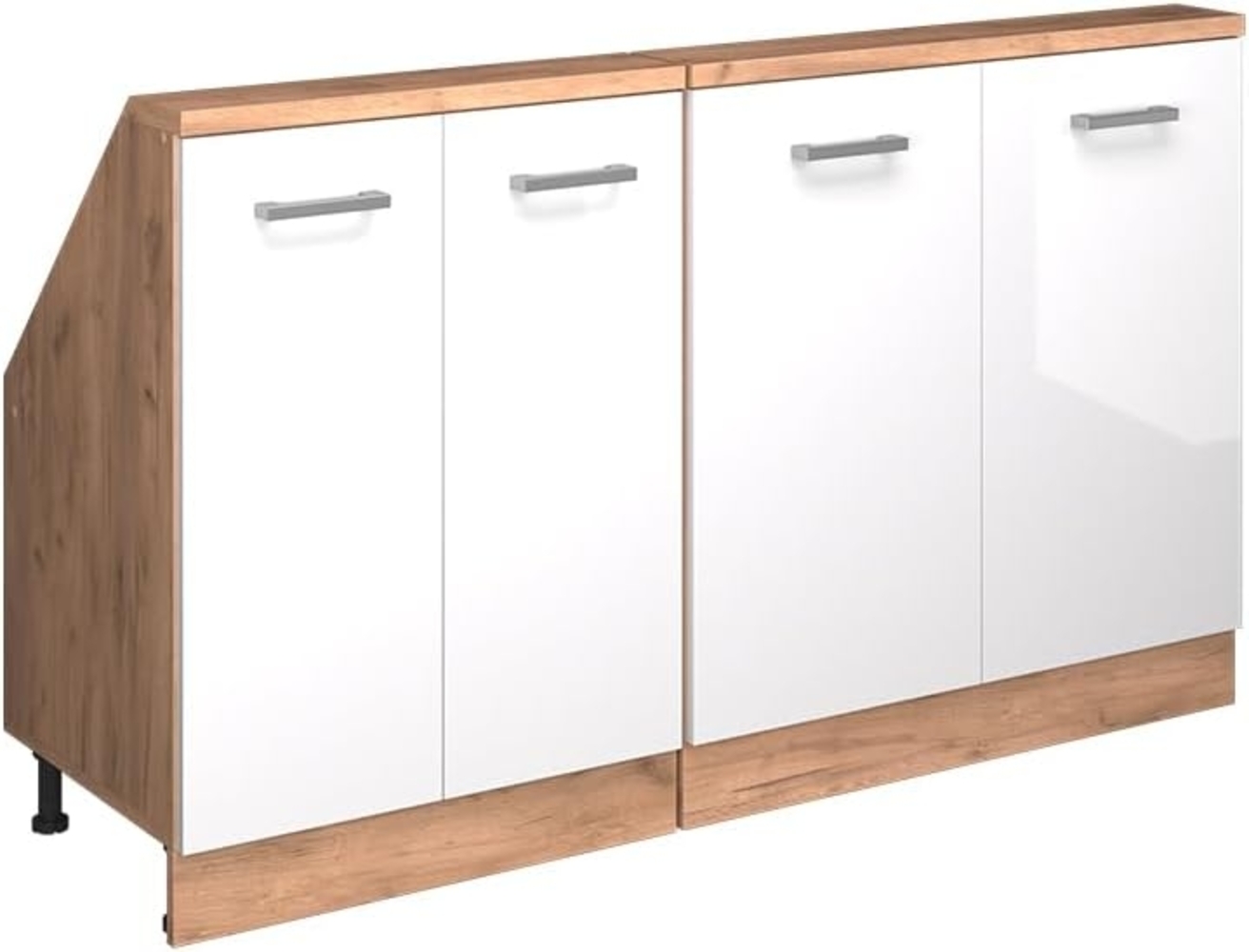 Dachschrägenschrank-Set Rion Weiß Hochglanz/Goldkraft Eiche 2er Set Vicco Bild 1