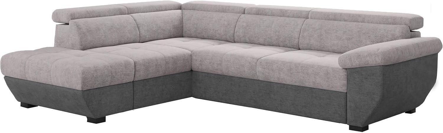 Mivano Ecksofa Speedway / Couch in L-Form mit verstellbaren Kopfteilen und Ottomane / 262 x 79 x 224 / Zweifarbig: grau/dunkelgrau Bild 1