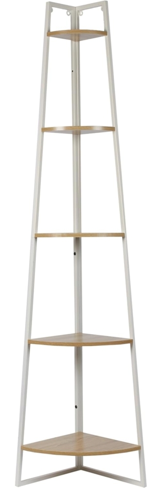 HOME DECO FACTORY - HD0077 Eckregal mit 5 Ebenen, Holz und Metall, Weiß Bild 1