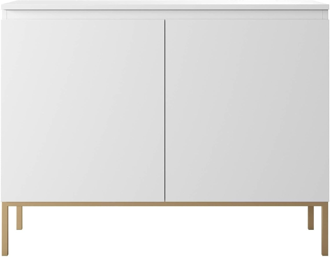 Selsey 'Bemmi' Sideboard 2-türig, weiß mit goldenem Gestell, ca. 77 x 100 x 35 cm Bild 1