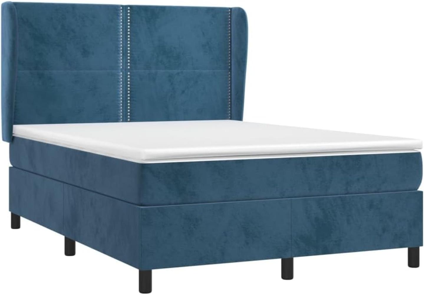 vidaXL Boxspringbett mit Matratze Dunkelblau 140x200 cm Samt 3129157 Bild 1