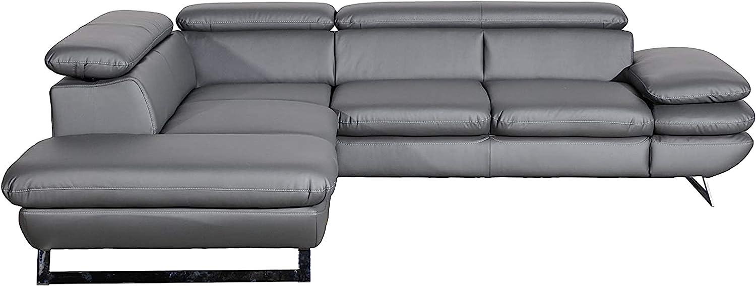 Mivano Ecksofa Prestige / Schlafsofa in L-Form mit Ottomane und Bettfunktion / Kopfstützen und Armlehne verstellbar / 265 x 74 x 223 / Kunstleder, dunkelgrau Bild 1