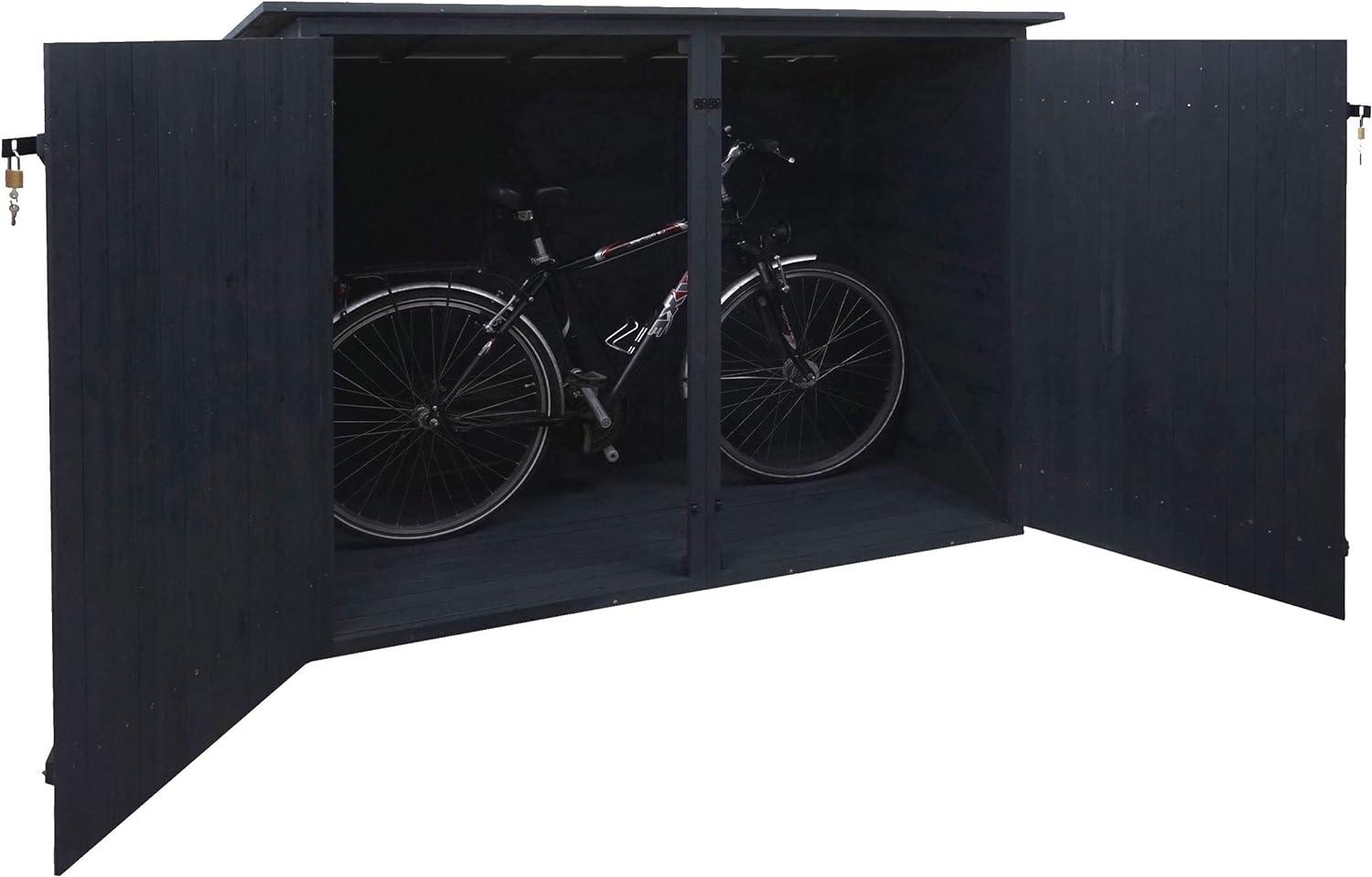 1er-Fahrradgarage HWC-H60, Fahrradbox Geräteschuppen Gerätehaus, FSC® abschließbar 152x184x98cm ~ anthrazit Bild 1