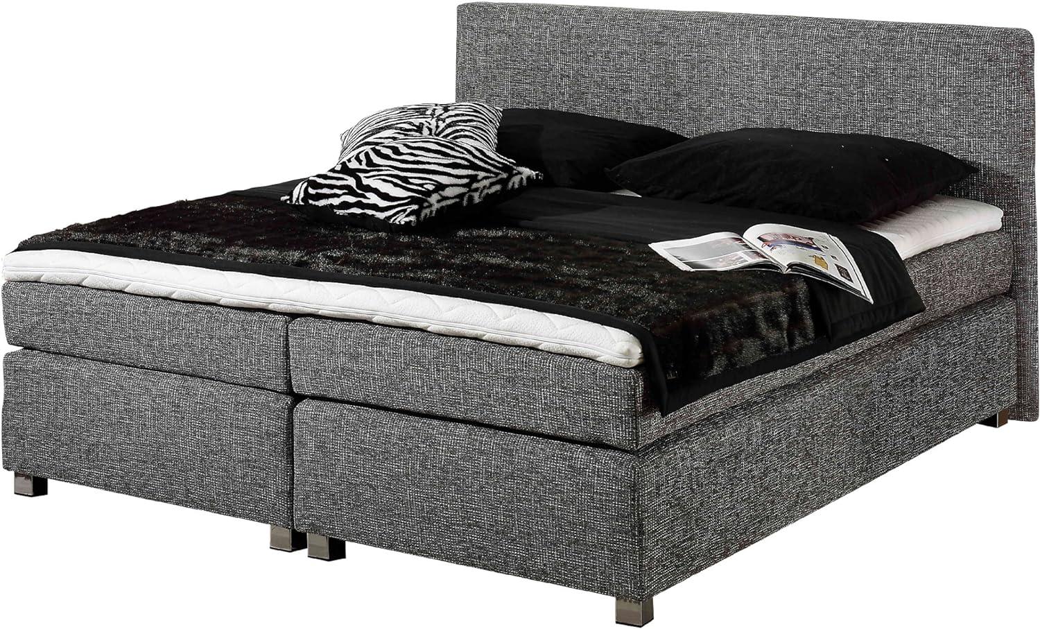 Maintal Boxspringbett Howard, 100 x 200 cm, Strukturstoff, 7-Zonen-Kaltschaum Matratze H2, grau Bild 1