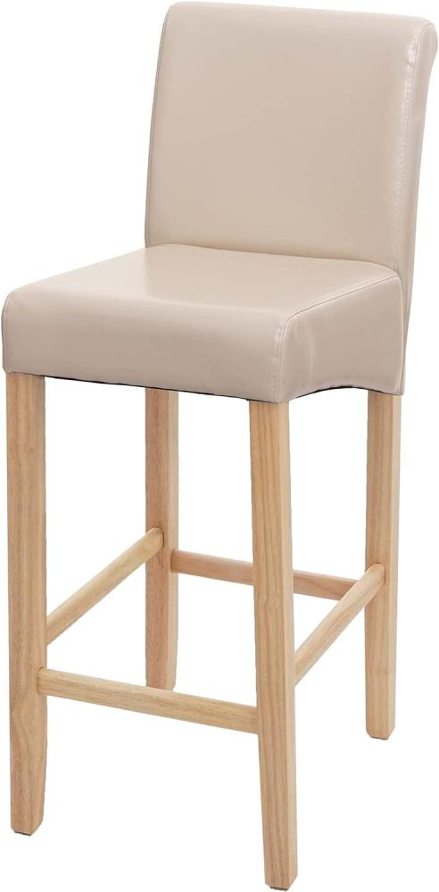 Barhocker HWC-C33, Barstuhl Tresenhocker, Holz MVG-zertifiziert ~ creme, helle Beine, Kunstleder Bild 1