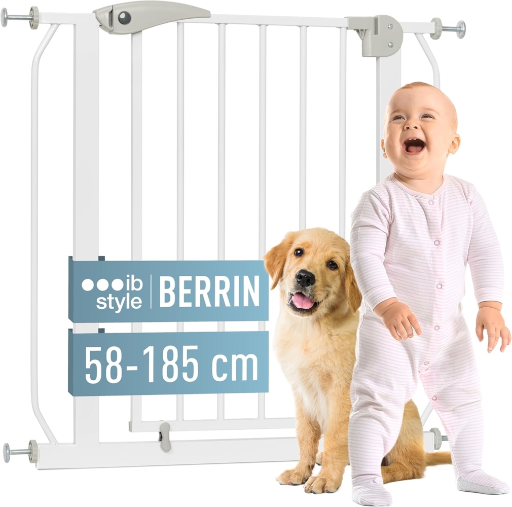 ib style® Berrin ! PREISSIEGER ! Treppengitter 58-175 cm | Ohnen Bohren |Auto-Close| 90° Stop | Einhand Bedienung | 140-150 cm Bild 1