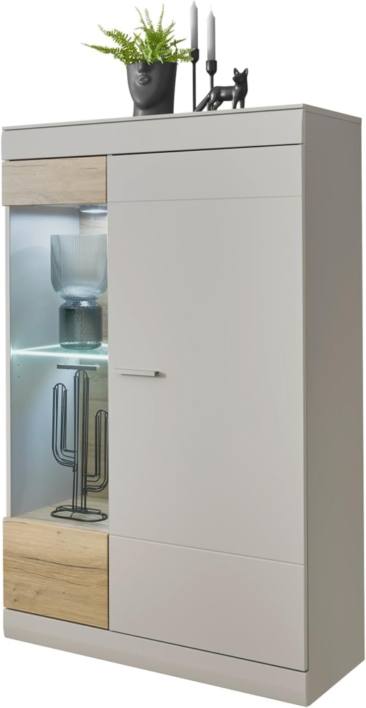 Vitrine Griego in grau matt und Eiche 90 x 139 cm Bild 1