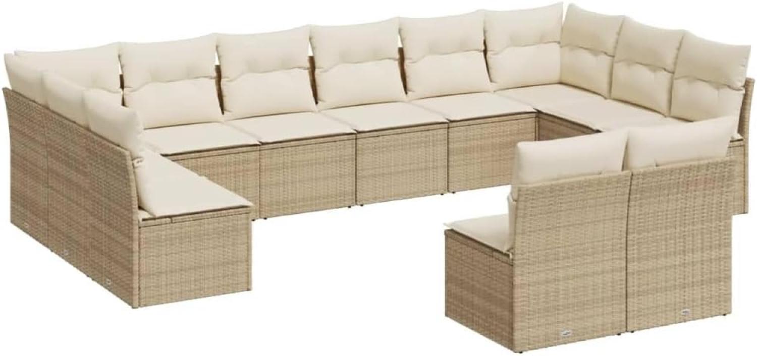 vidaXL 12-tlg. Garten-Sofagarnitur mit Kissen Beige Poly Rattan 3218368 Bild 1