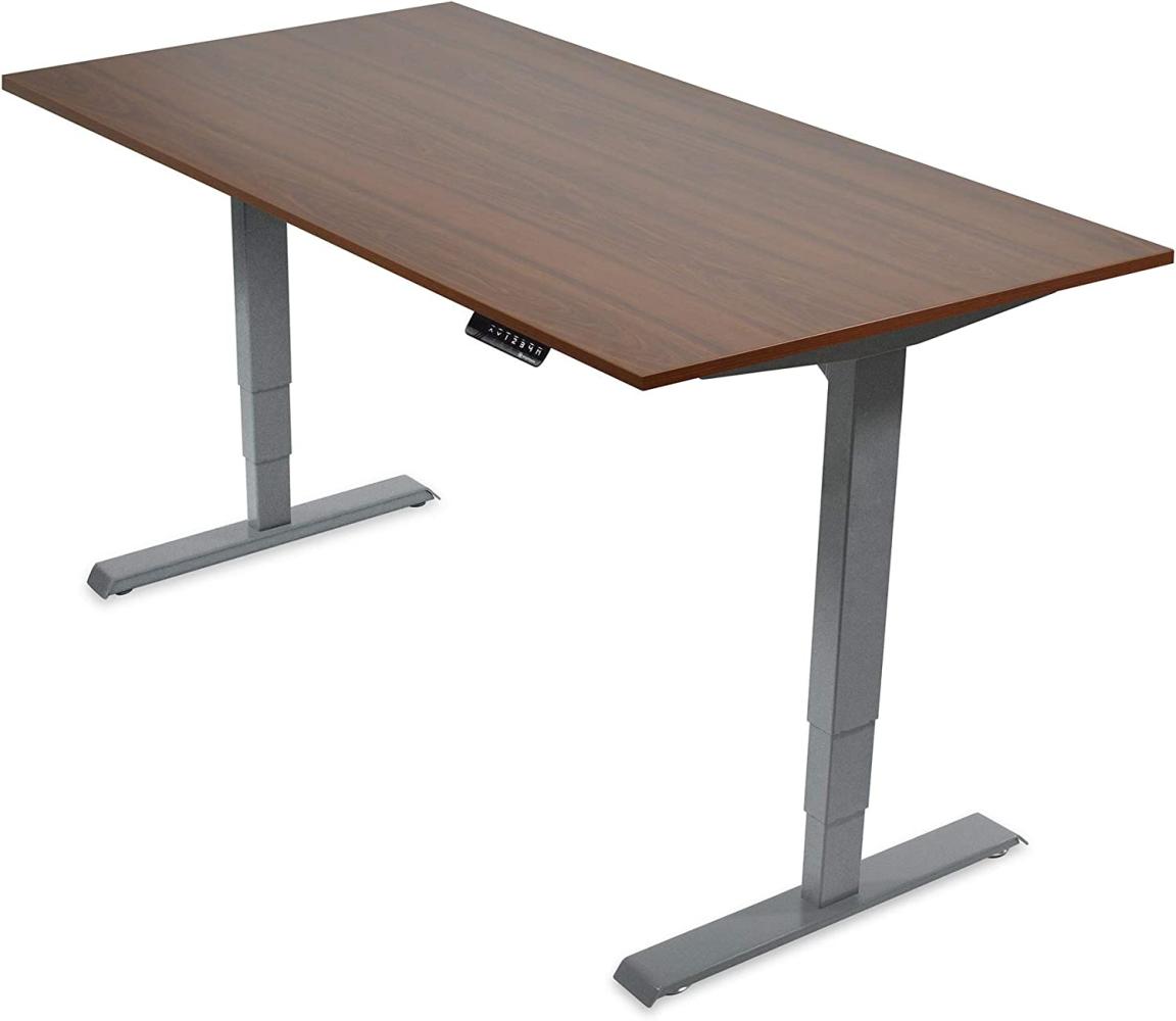 Ergotopia Elektrisch höhenverstellbarer Schreibtisch 5 Jahre Garantie | Ergonomischer Steh-Sitz Tisch mit Memory Funktion | Beugt Rückenschmerzen vor & Macht produktiver (180x80 cm, Nussbaum) Bild 1