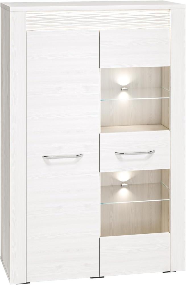 Highboard "Clermont" Kommode 92cm Pinie weiß MDF Bild 1