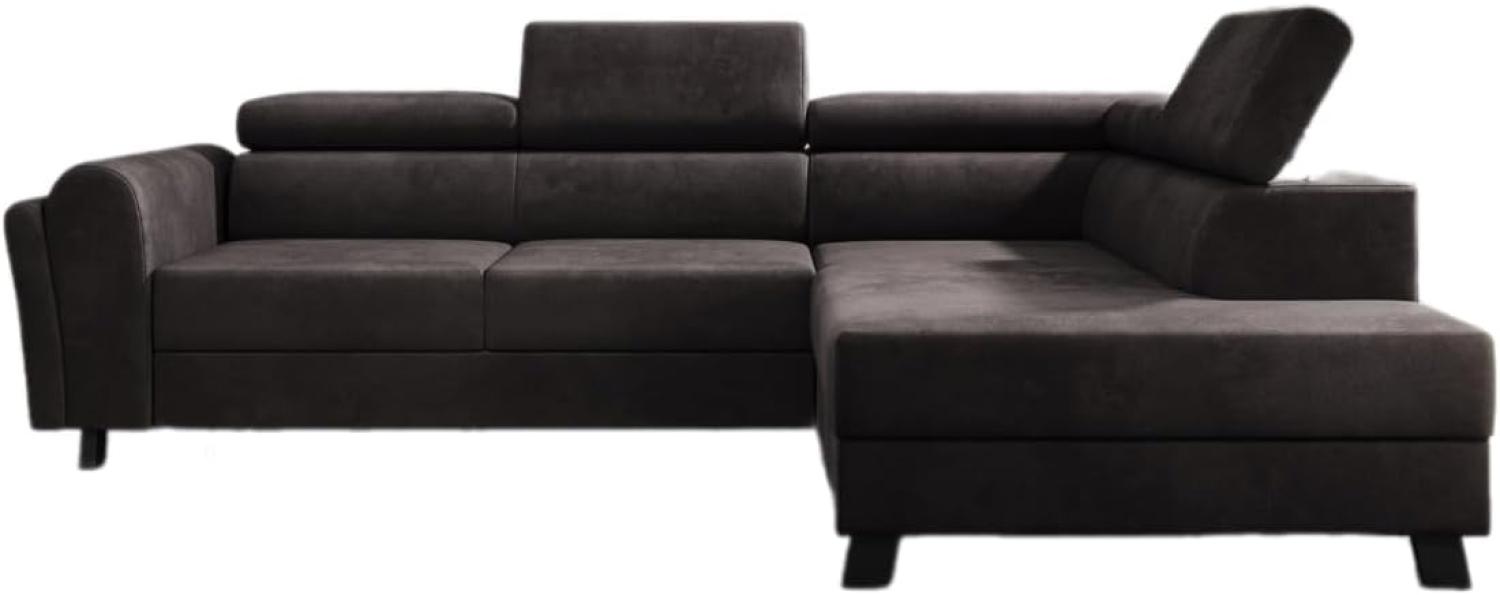 Designer Sofa Kira mit Schlaf- und Klappfunktion Samt Dunkelbraun Rechts Bild 1