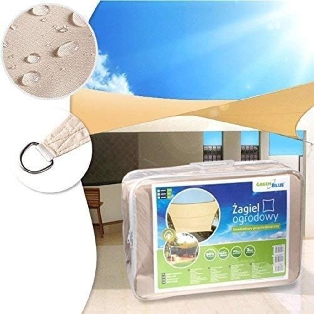 GreenBlue Gartensegel Schatten UV-Polyester 3 6m quadratisch (GB503) Bild 1
