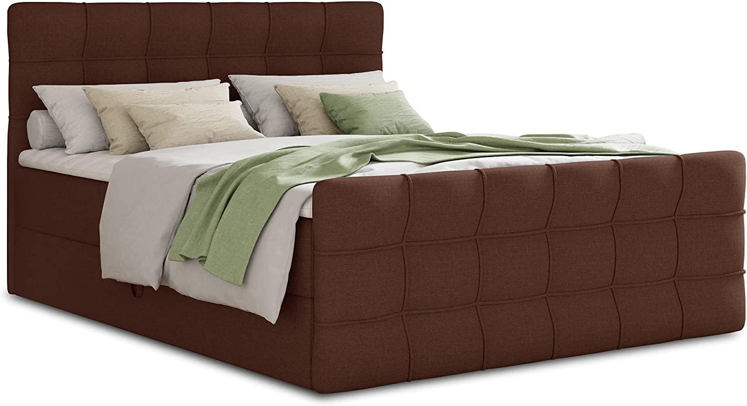 Boxspringbett Best Lux mit Fußteil, 2 Bettkästen, Bonell-Matratze und Topper, Polsterbett (Braun (Inari 24), 180 x 200 cm) Bild 1