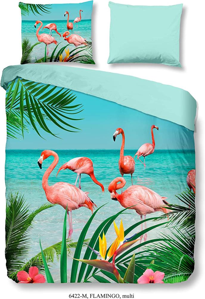 Pure Microfaser Bettwäsche 3 teilig Bettbezug 200 x 220 cm Kopfkissenbezug 60 x 70 cm Flamingo 6422. 99. 02 Multi Bild 1