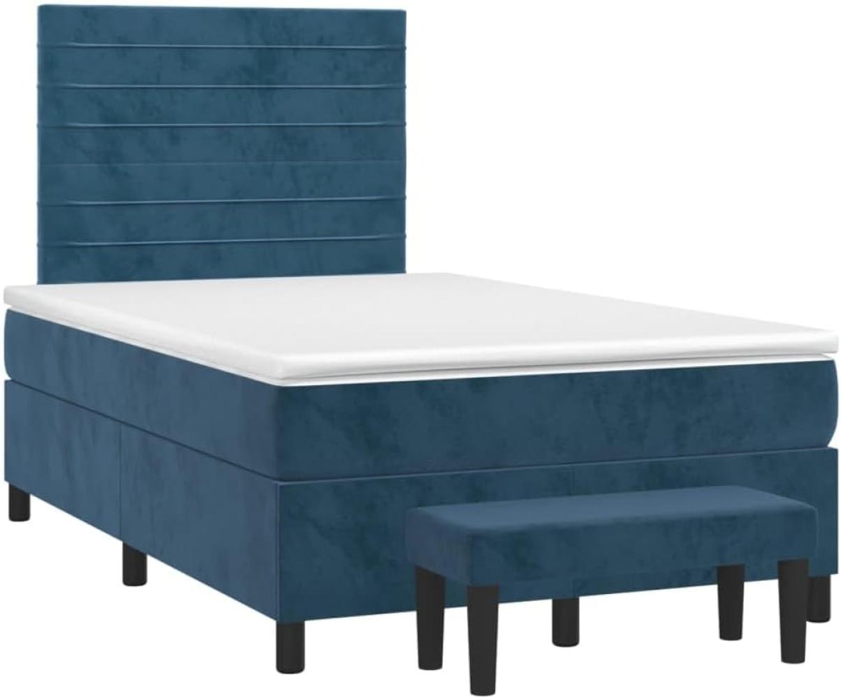 vidaXL Boxspringbett mit Matratze Dunkelblau 120x200 cm Samt 3137897 Bild 1