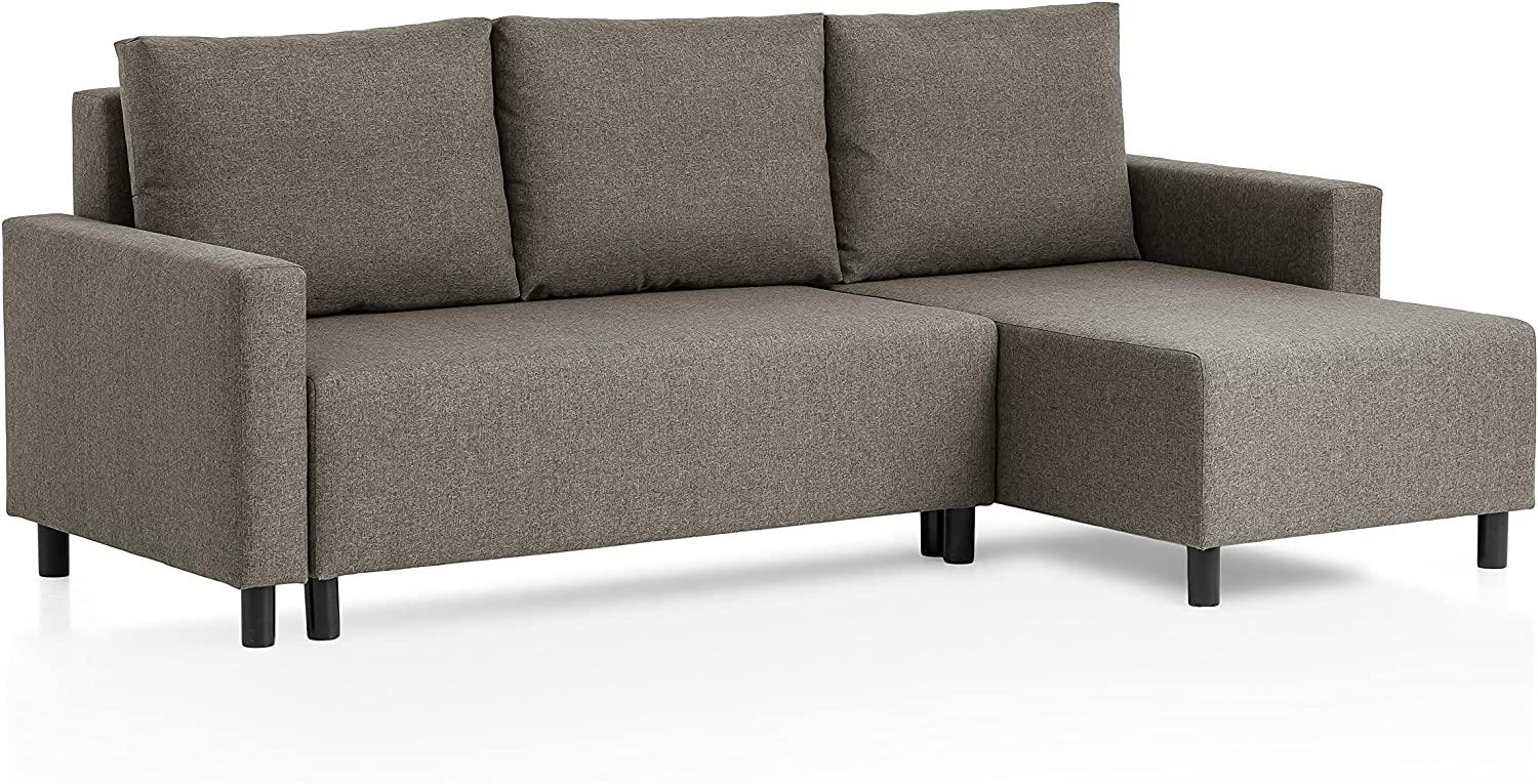 Traumnacht Schlafsofa Avallon, Ecksofa in L-Form mit Schlaffunktion und Stauraum in der Ottomane, produziert nach deutschem Qualitätsstandard, braun, 136 x 224 x 80 cm Bild 1